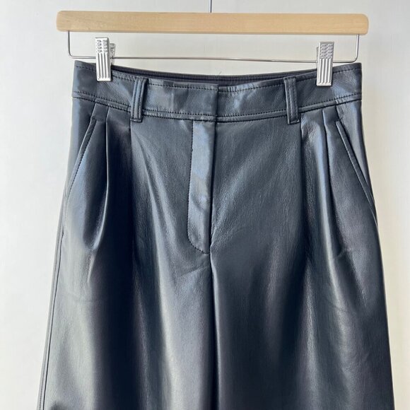 Babaton  faux leather Pleated wide legs pants, Black, Size 2 K44 - Picture 6 of 12